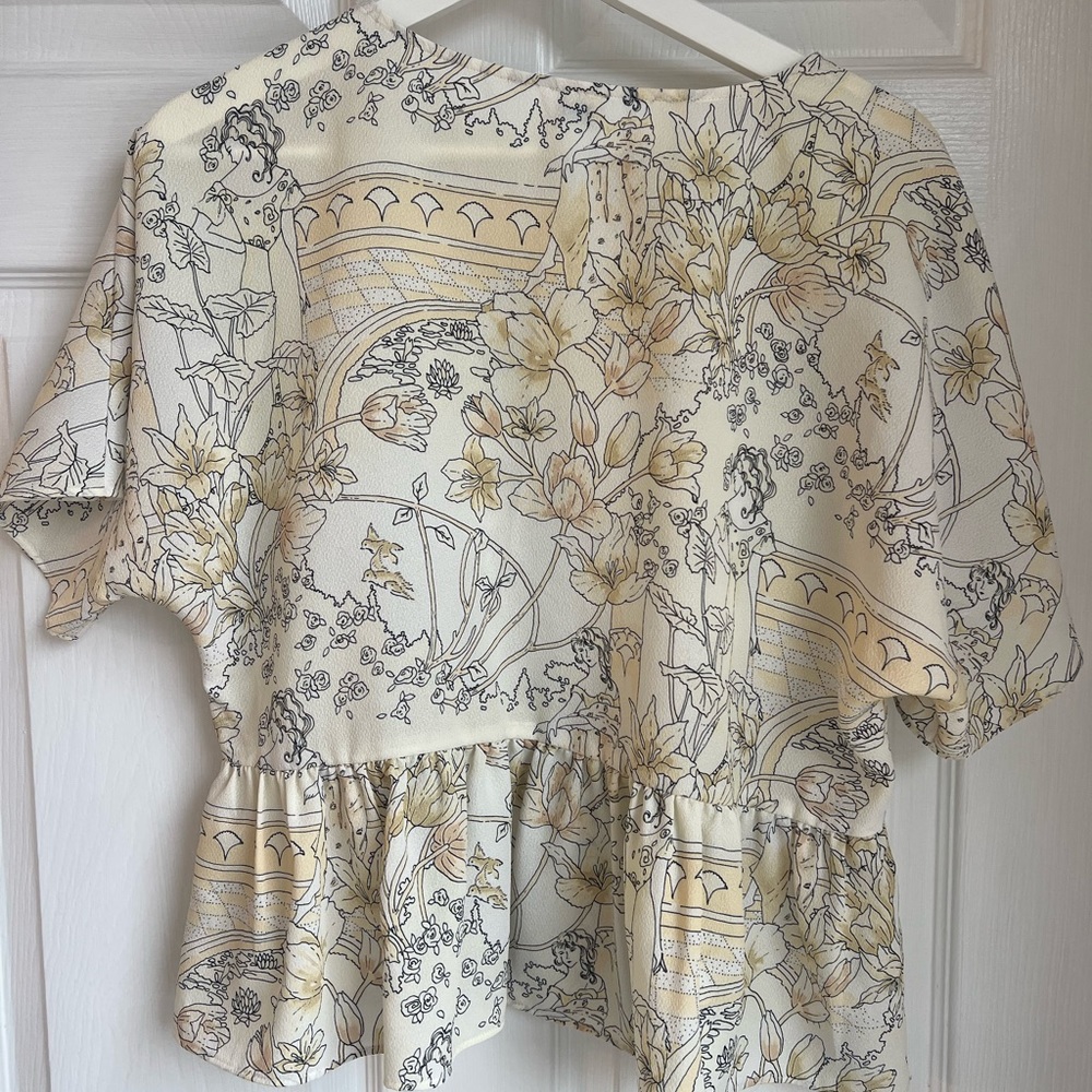 Aritzia S Top Office Workwear Peplum Yellow/Beige